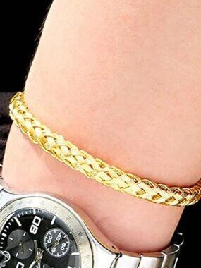 Gold‎ Plated Braided Open Cuff Bracelet